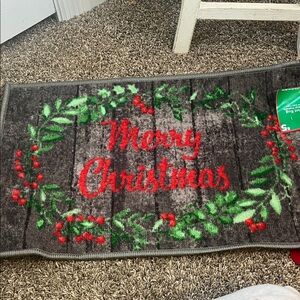 Festive Christmas Doormat with Red and Green Design